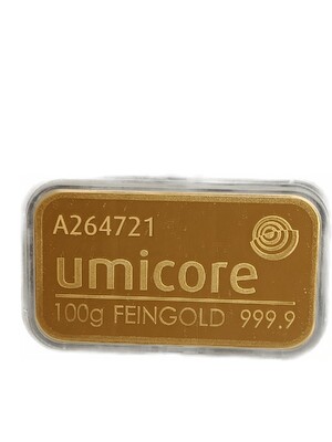 100 Gram goudbaar Umicore